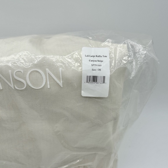 Ulla Johnson Lali Large Striped Raffia Tote Bag Black Tan - Picture 10 of 15